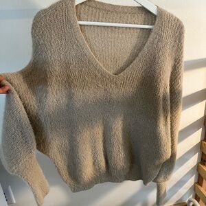 Cozy Tan V-Neck Sweater